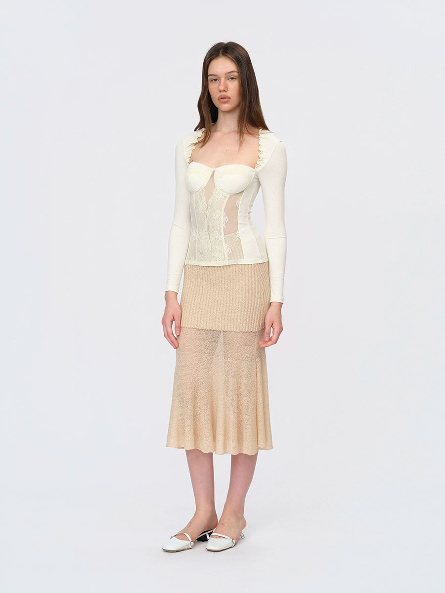 White Lace Panel Bustier Top