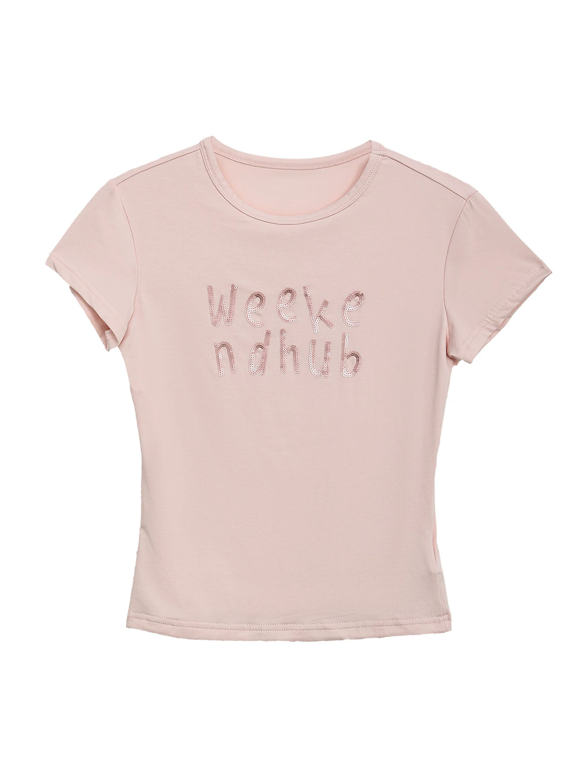 Rhinestone Letter Fitted T-shirt