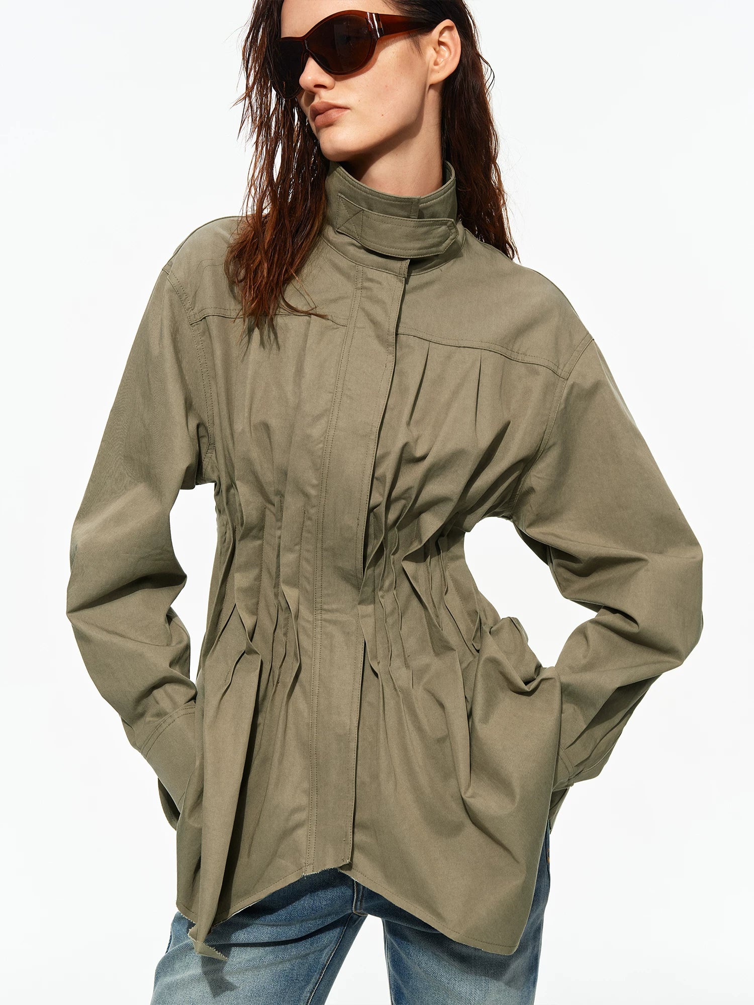 Pleated Waist Utility Jacket