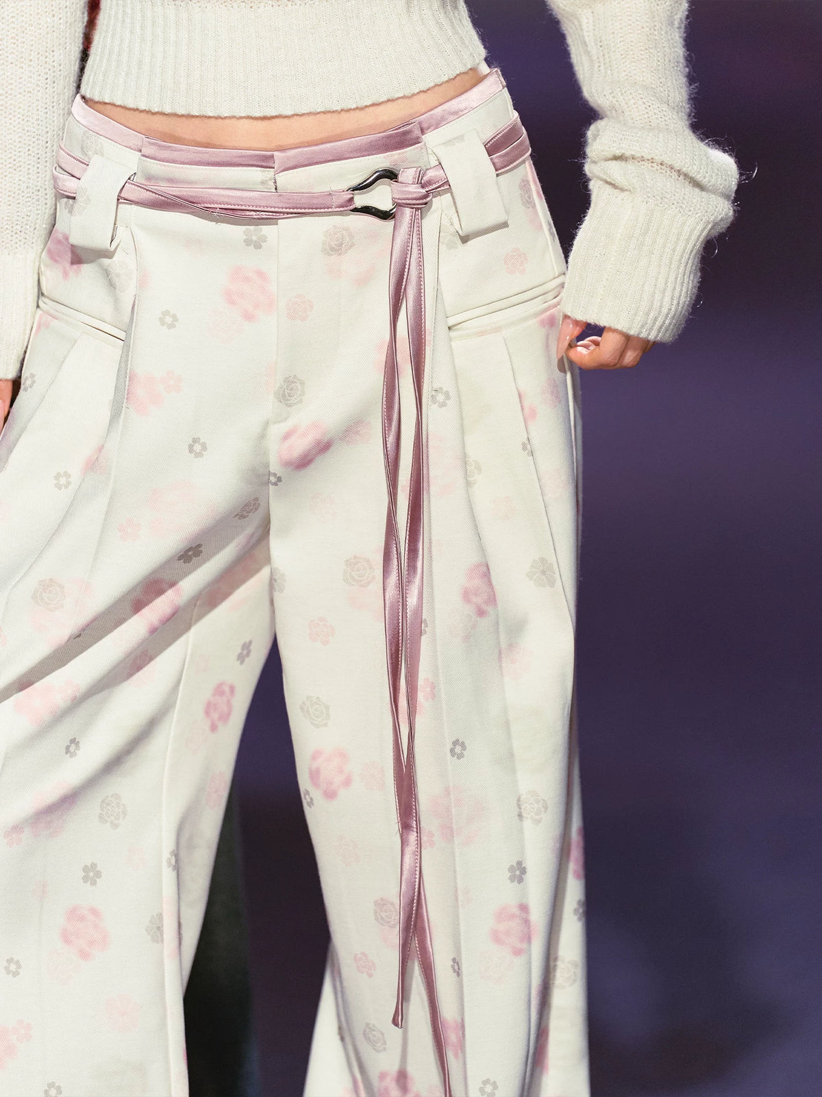 Floral Printed Satin Trousers