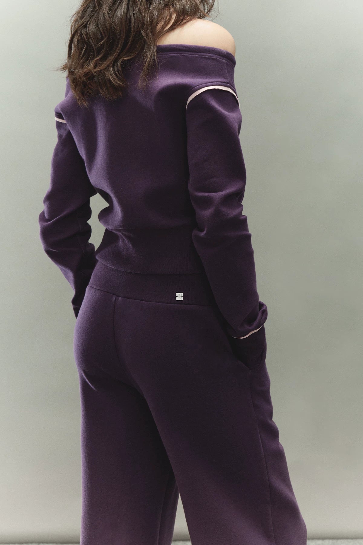 Off-Shoulder Drawstring Sweatshirt & Pants Set