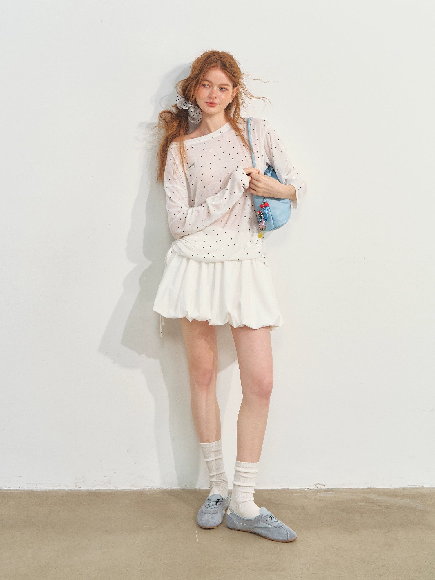 White Ballet-style Puff Midi Skirt