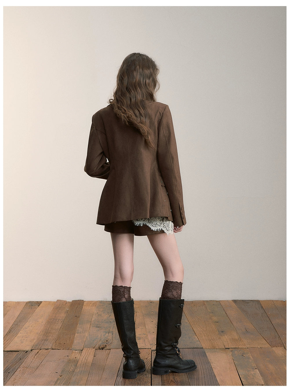 Brown Studded Suede Cinched Jacket