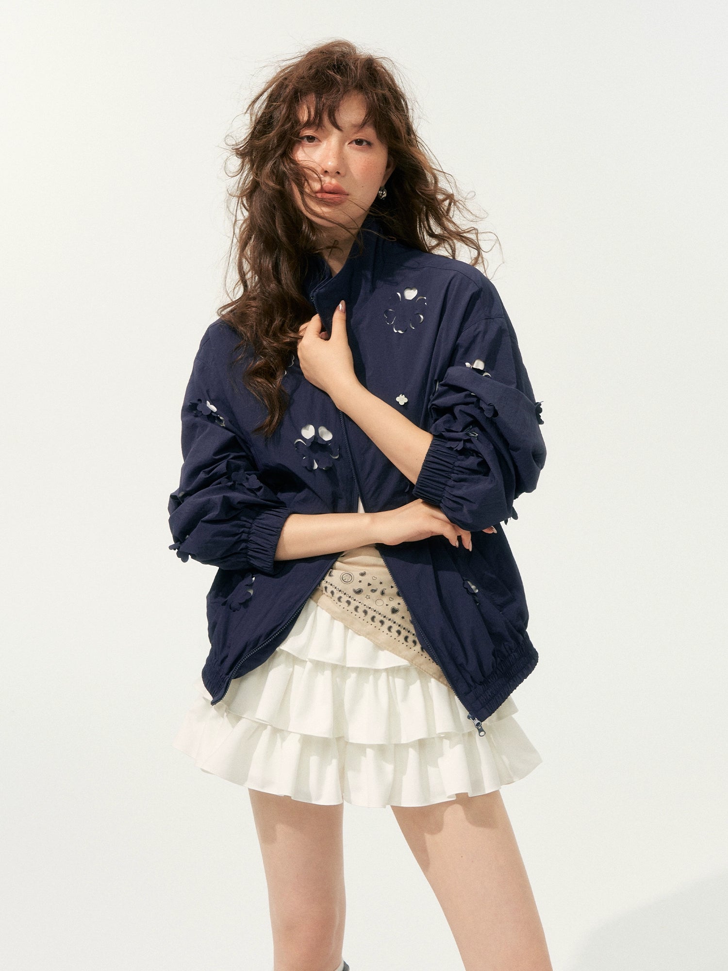 Hollow Cut Floral Jacket