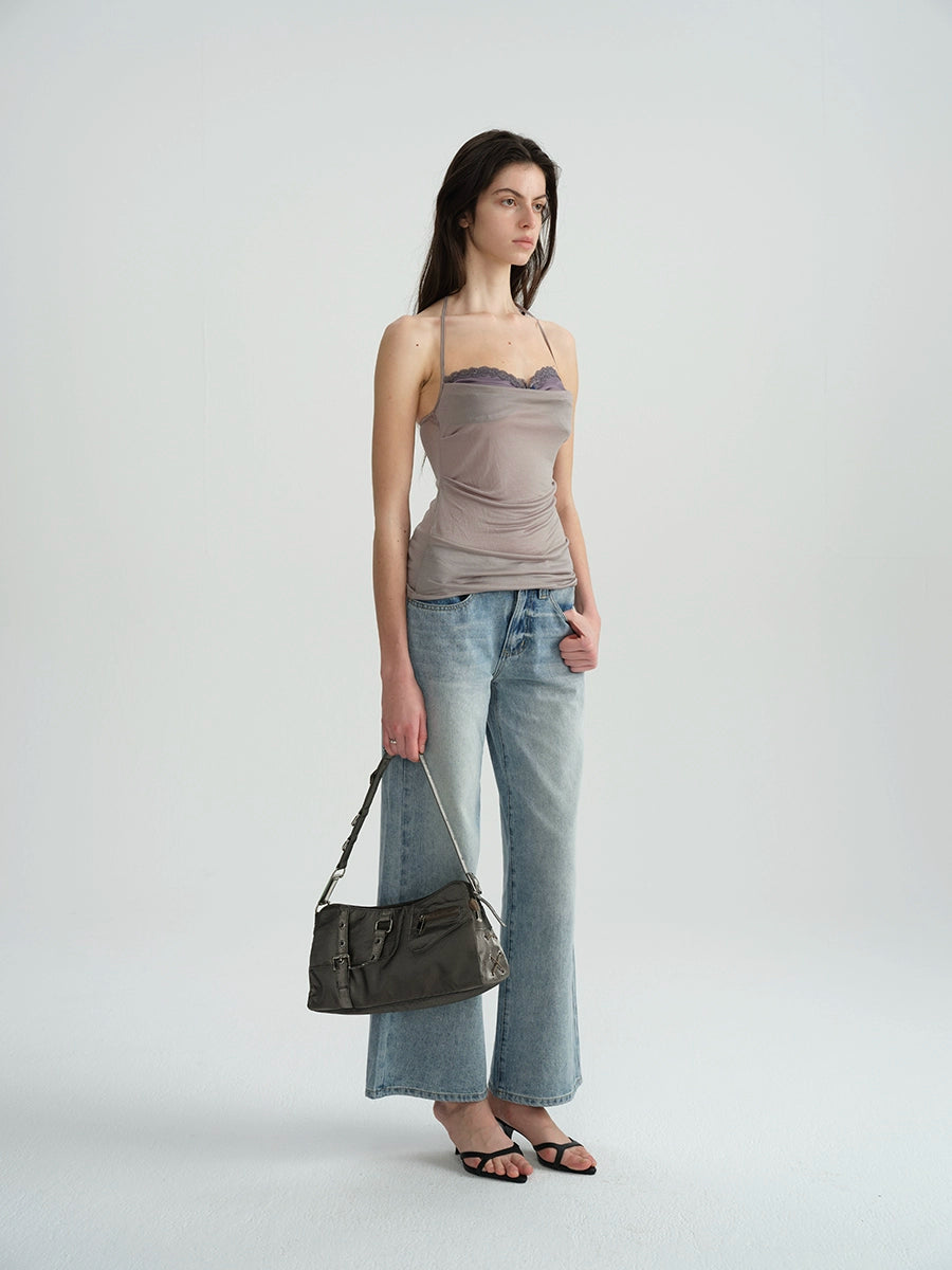 Purple Ruched Design Cami Top