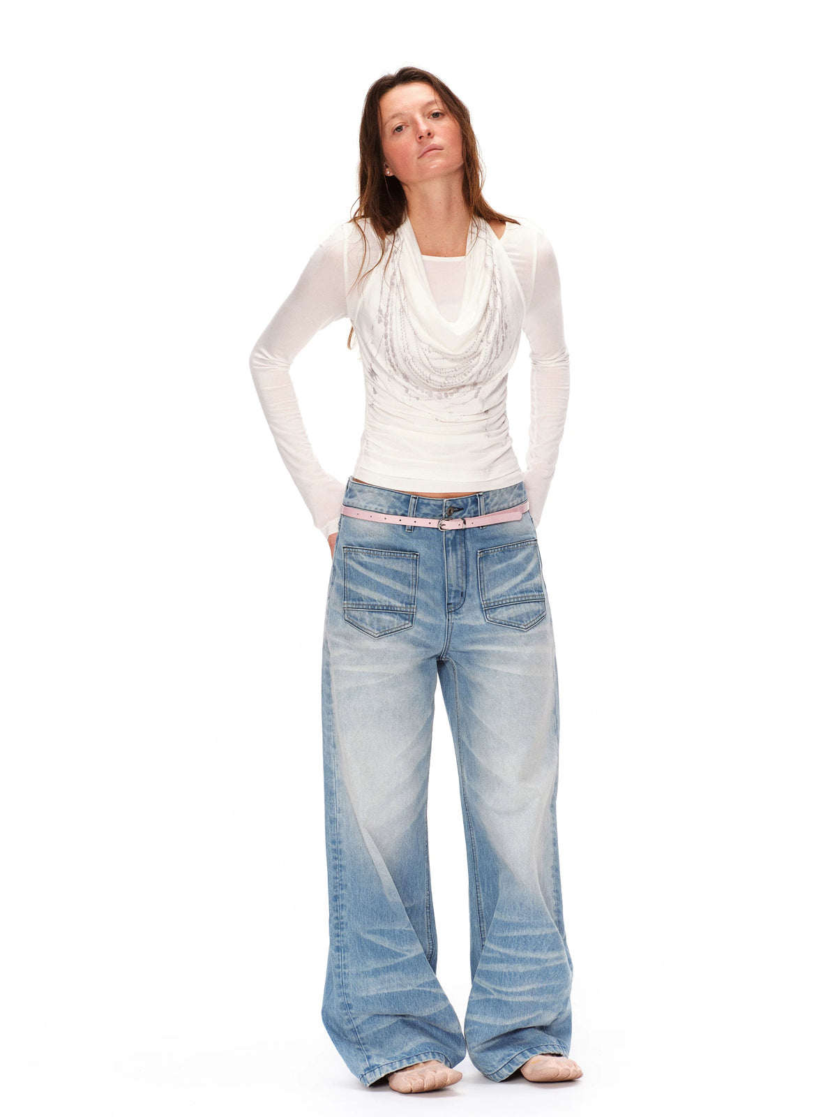 Lyocell Two-Piece Pearl Draped Top
