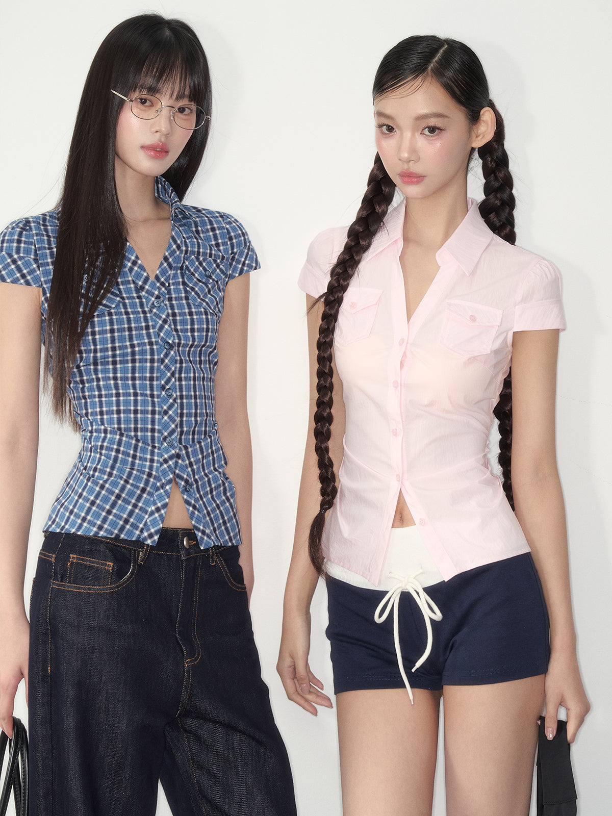 Blue & Pink Fitted Pocket Shirt