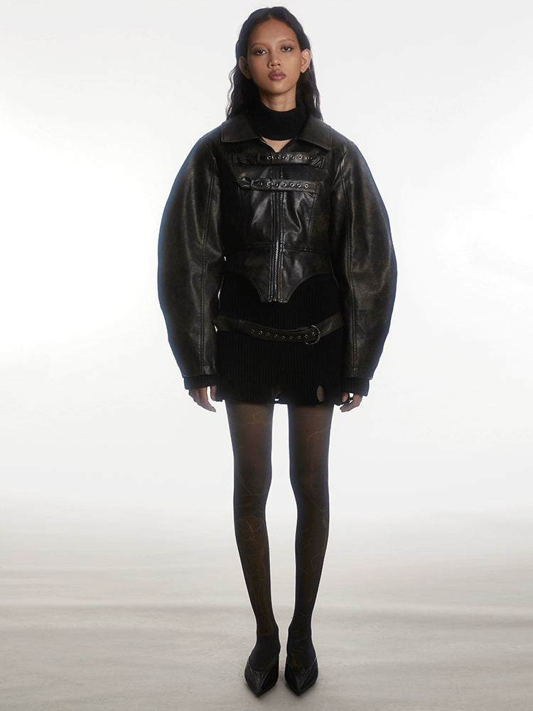 Oversized Thick Leather Jacket