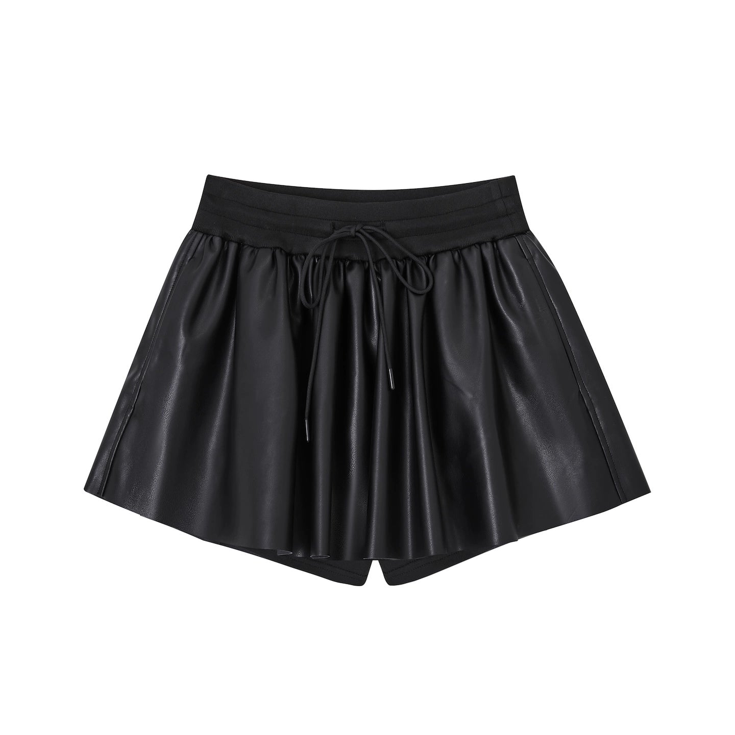 Black Classic PU Flared Skirt