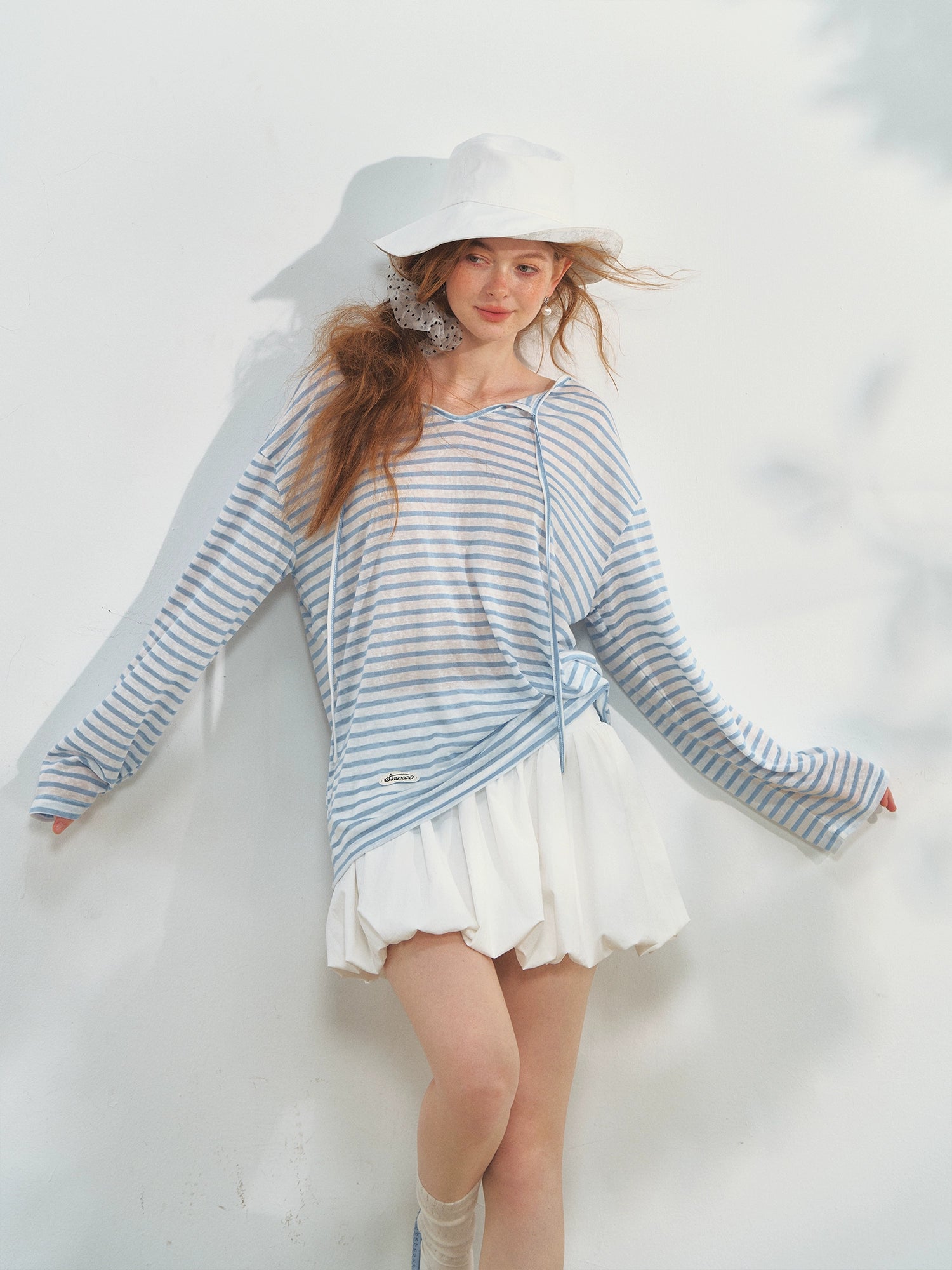 White Ballet-style Puff Midi Skirt