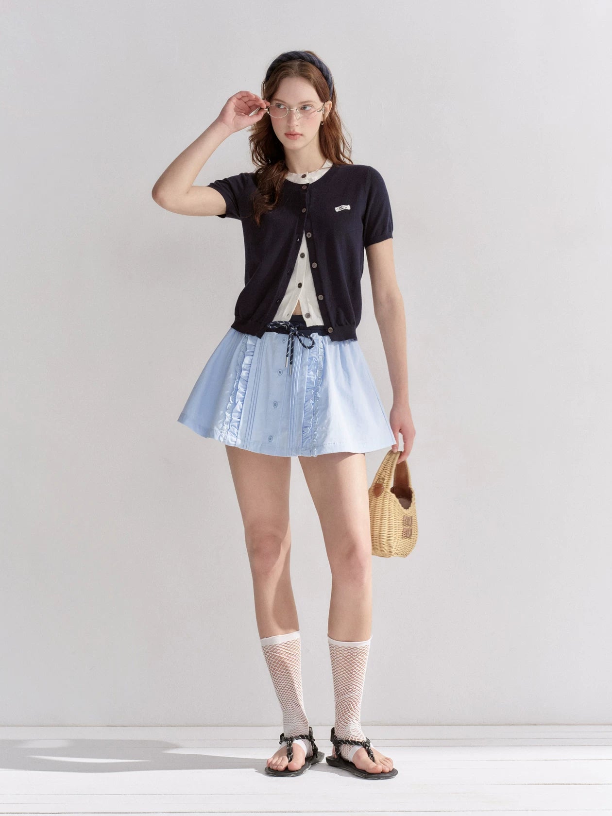 Pleated Ribbon Bow Skirt