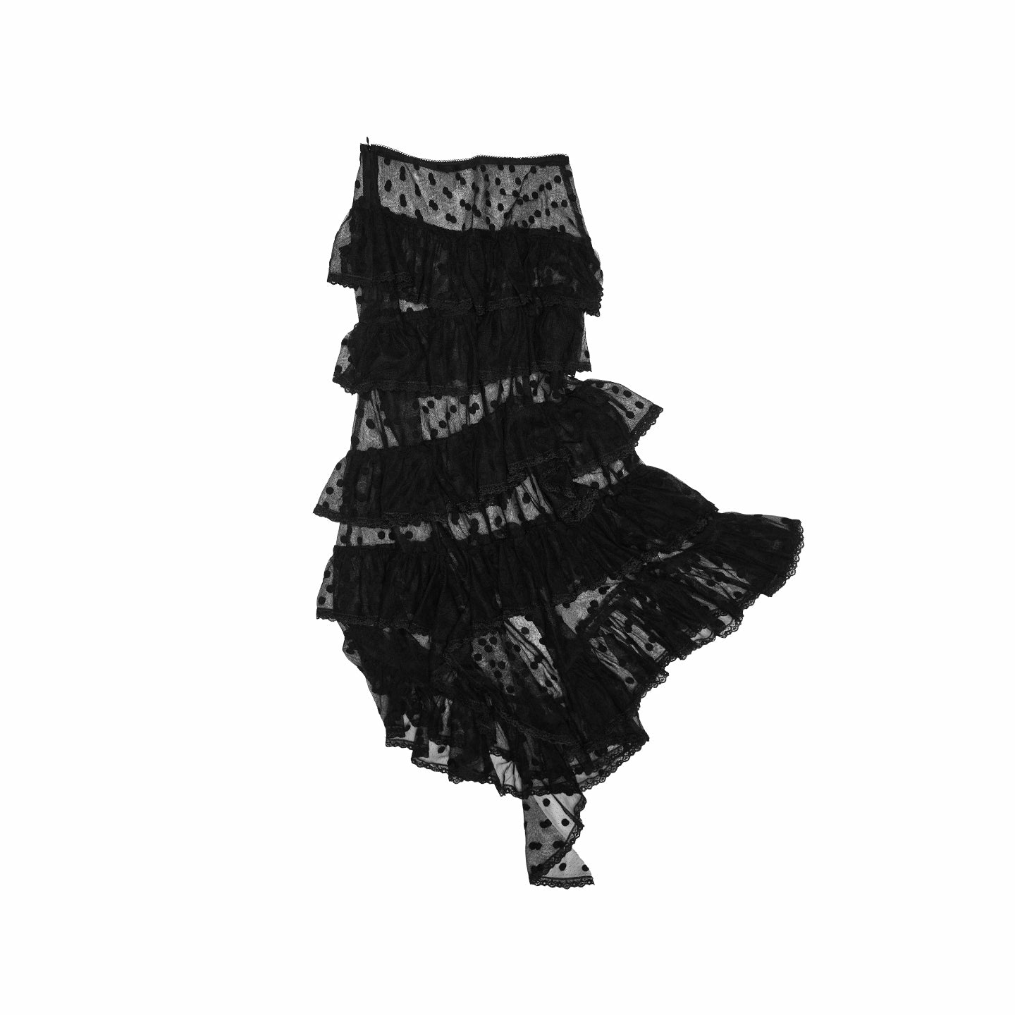 Polka Dot Lace Mesh Layered Skirt