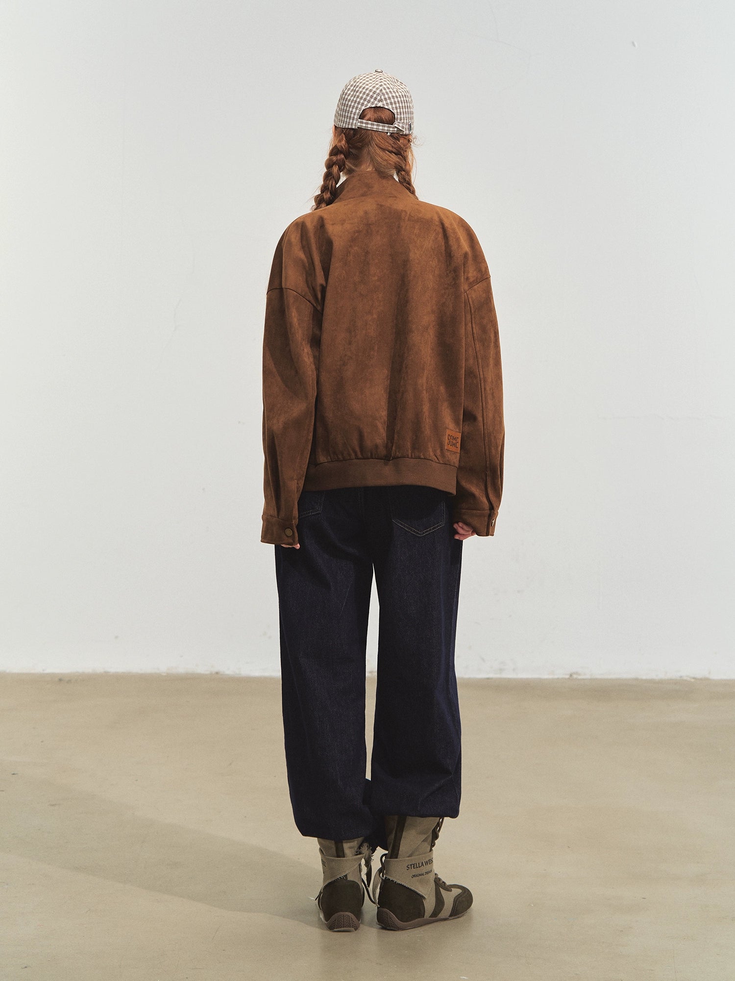 Barn-Style Suede Baseball Jacket