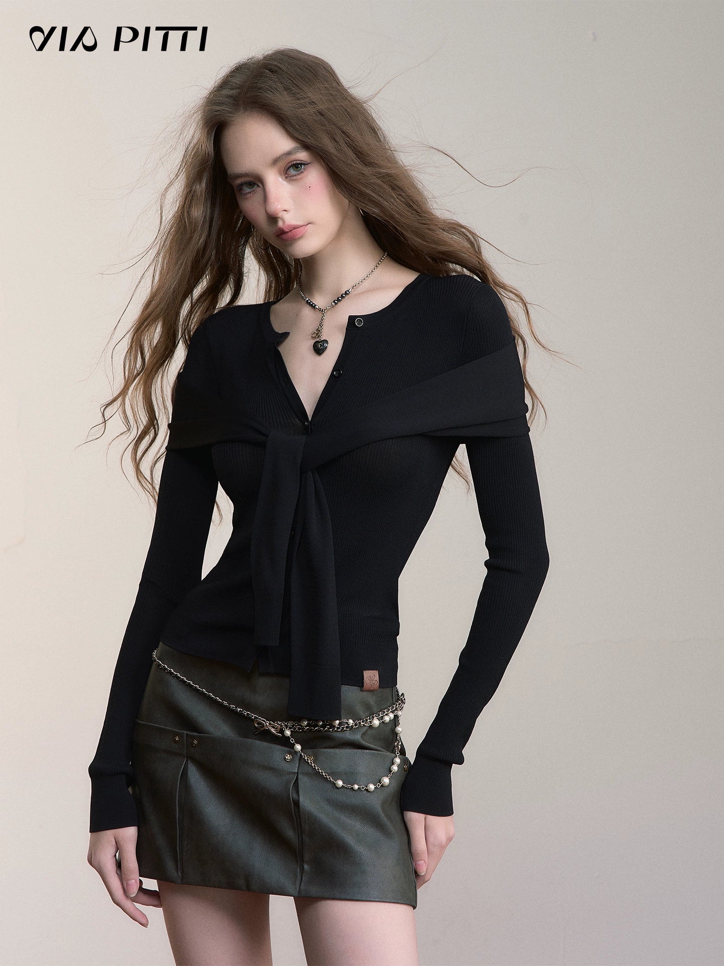 Dual-Wear Draped Knit Blouse