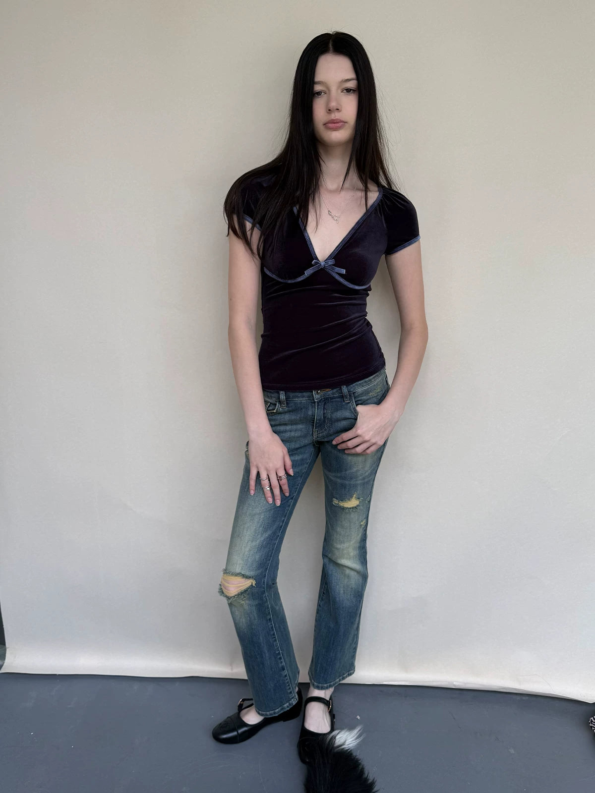 Distressed Washed Denim Jeans