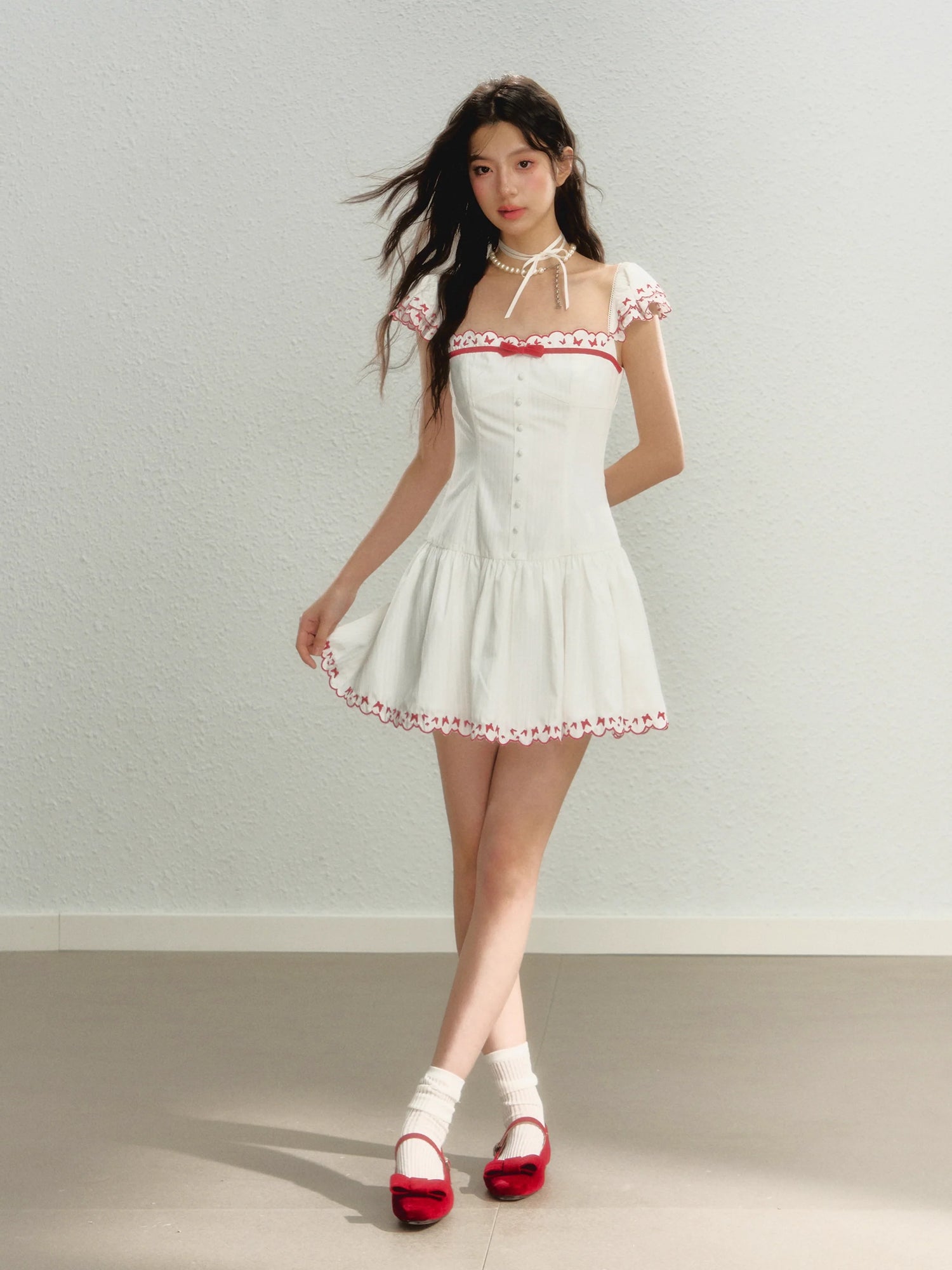 Butterfly Embroidered Spaghetti Strap Dress