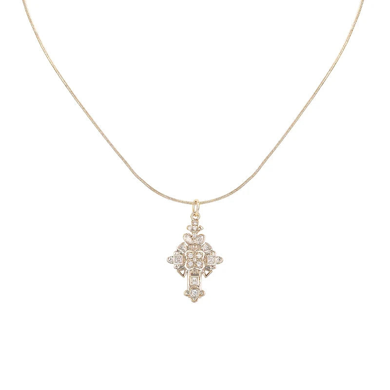 Full Diamond Retro Cross Choker