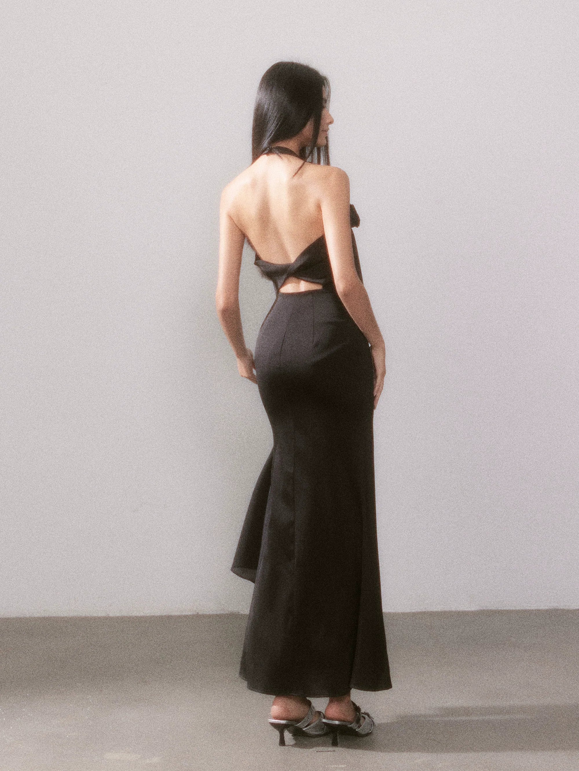 Ouro Shiny Satin Long Dress