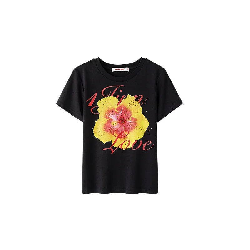 Fruit  Printed Rhinestone T-shirt