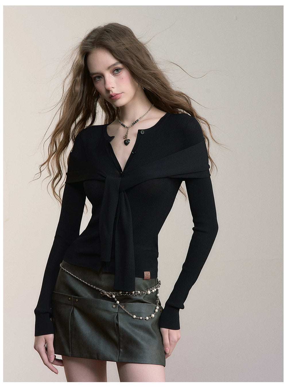 Dual-Wear Draped Knit Blouse