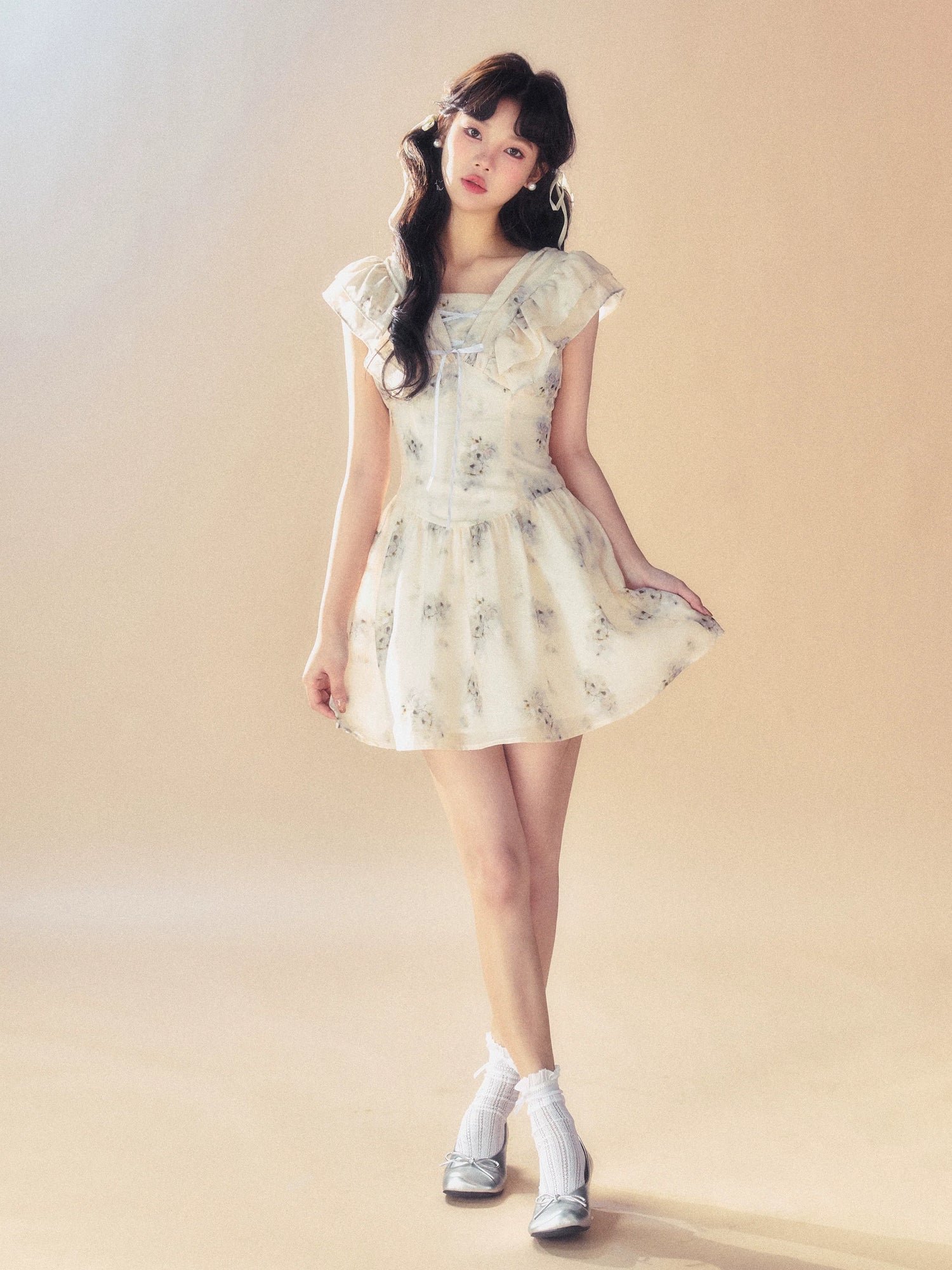 Light Purple Floral Mini Dress