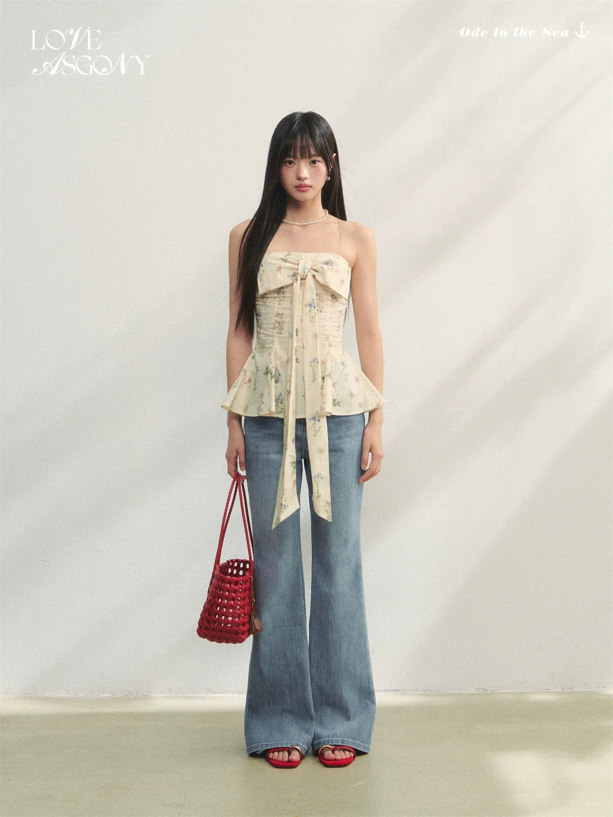 Washed Blue Slim-fit Micro-flare Jeans