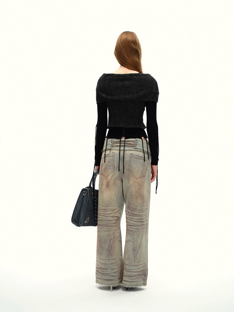 Vintage Grey Wide-Leg Jeans