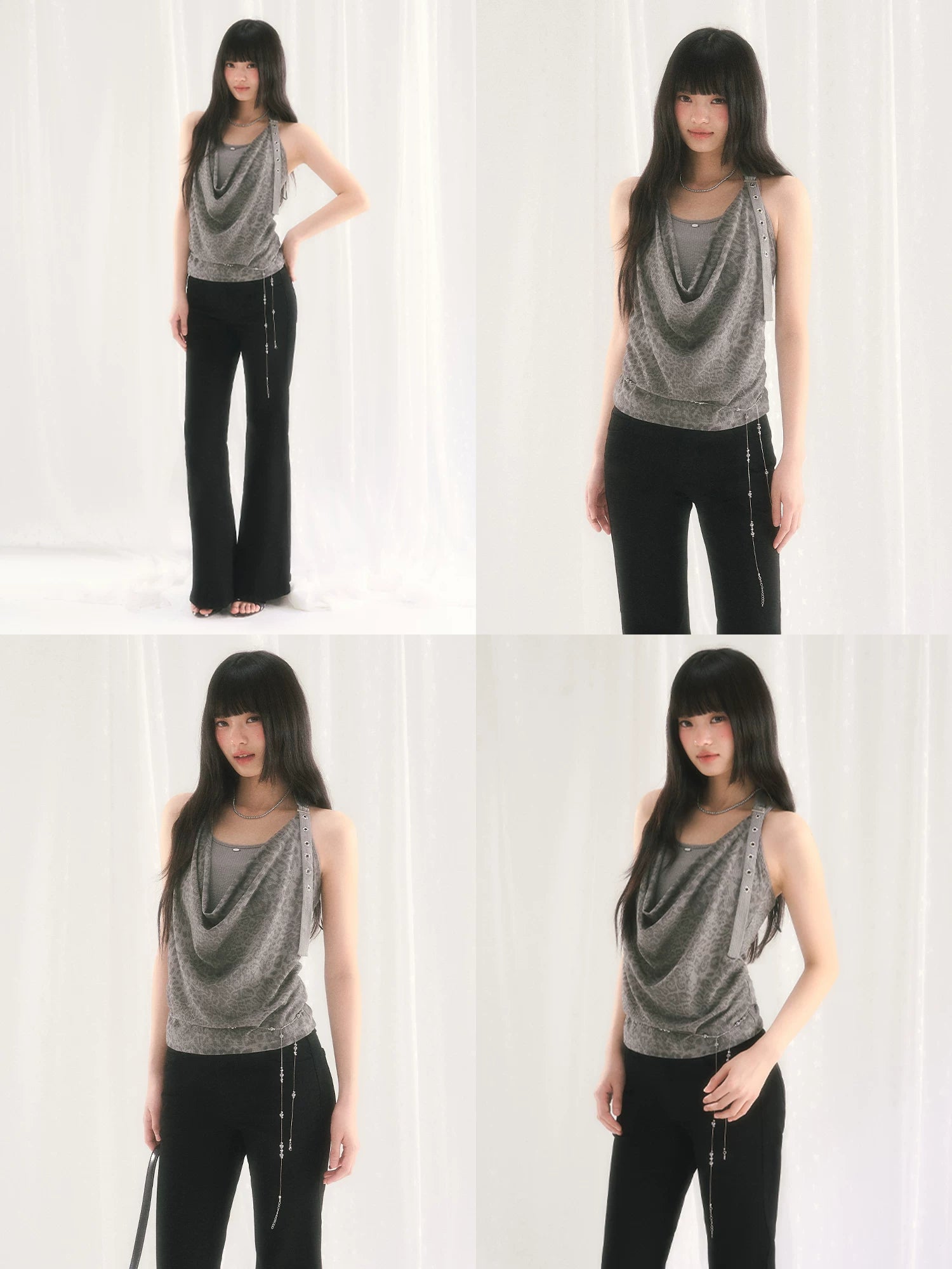 Gray Leopard Halter Top