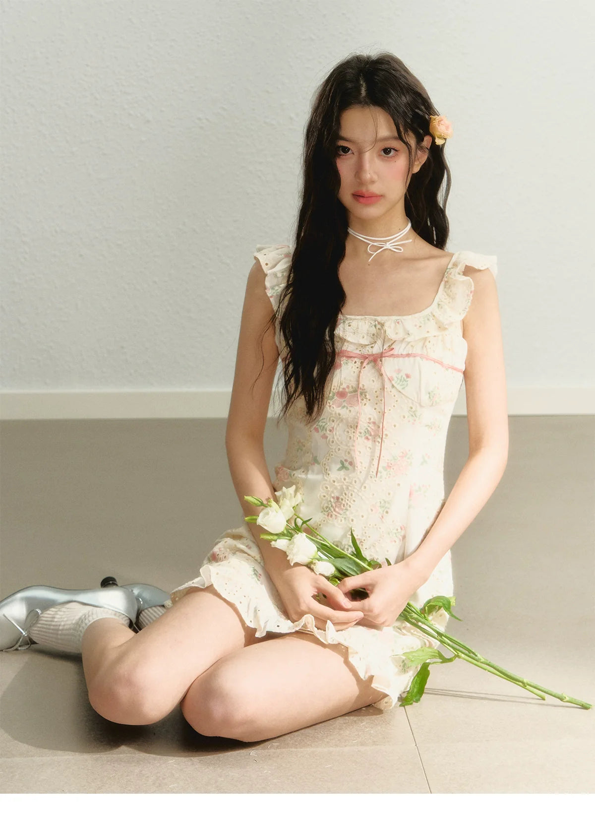 Flutter Sleeve Strap Floral Dress