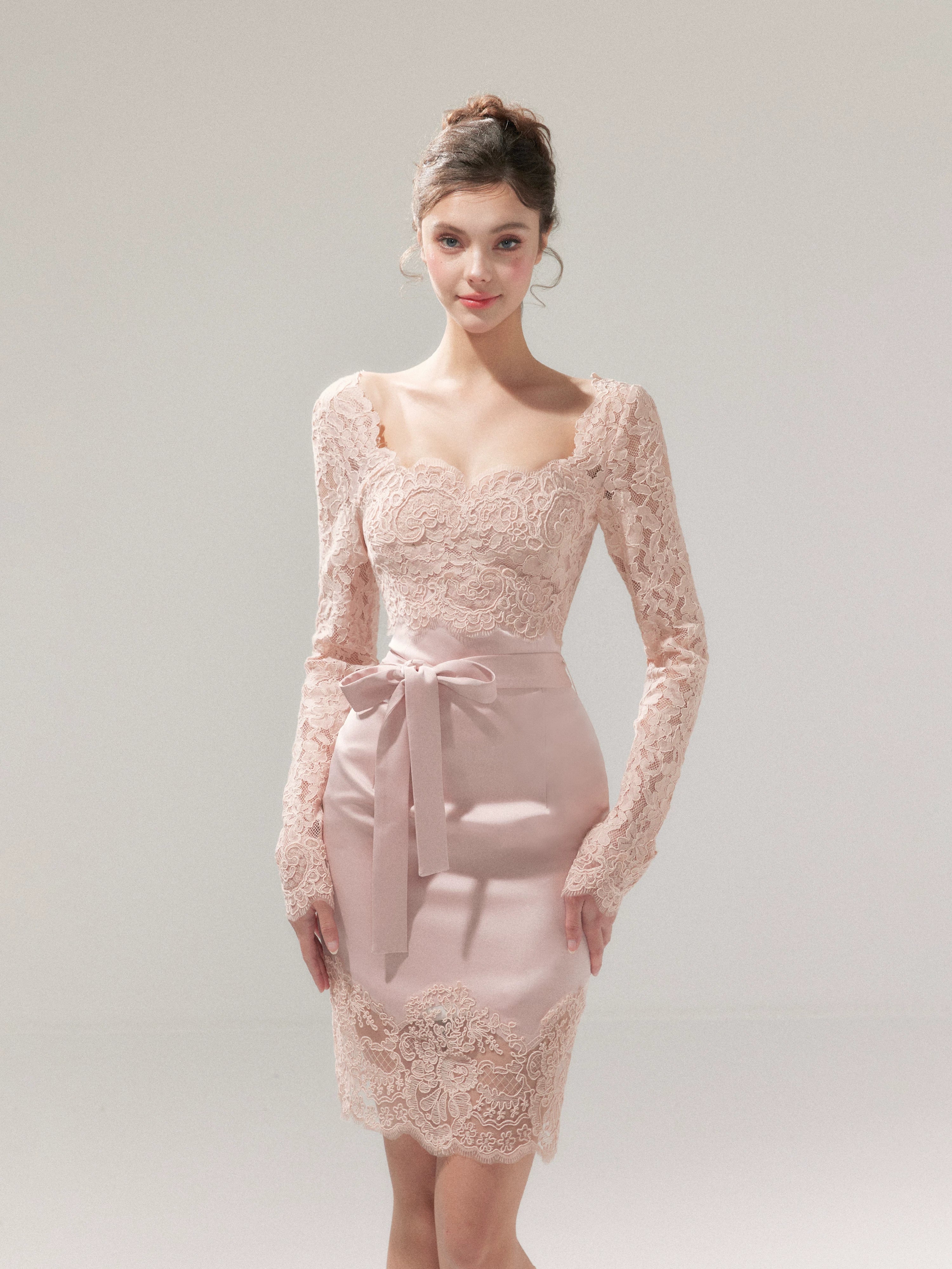 Satin Lace Bodycon Dress