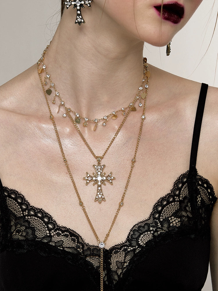Double-layered Cross Necklace