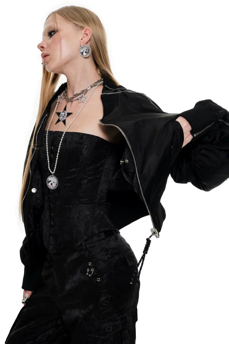 White & Black Jacquard Corset