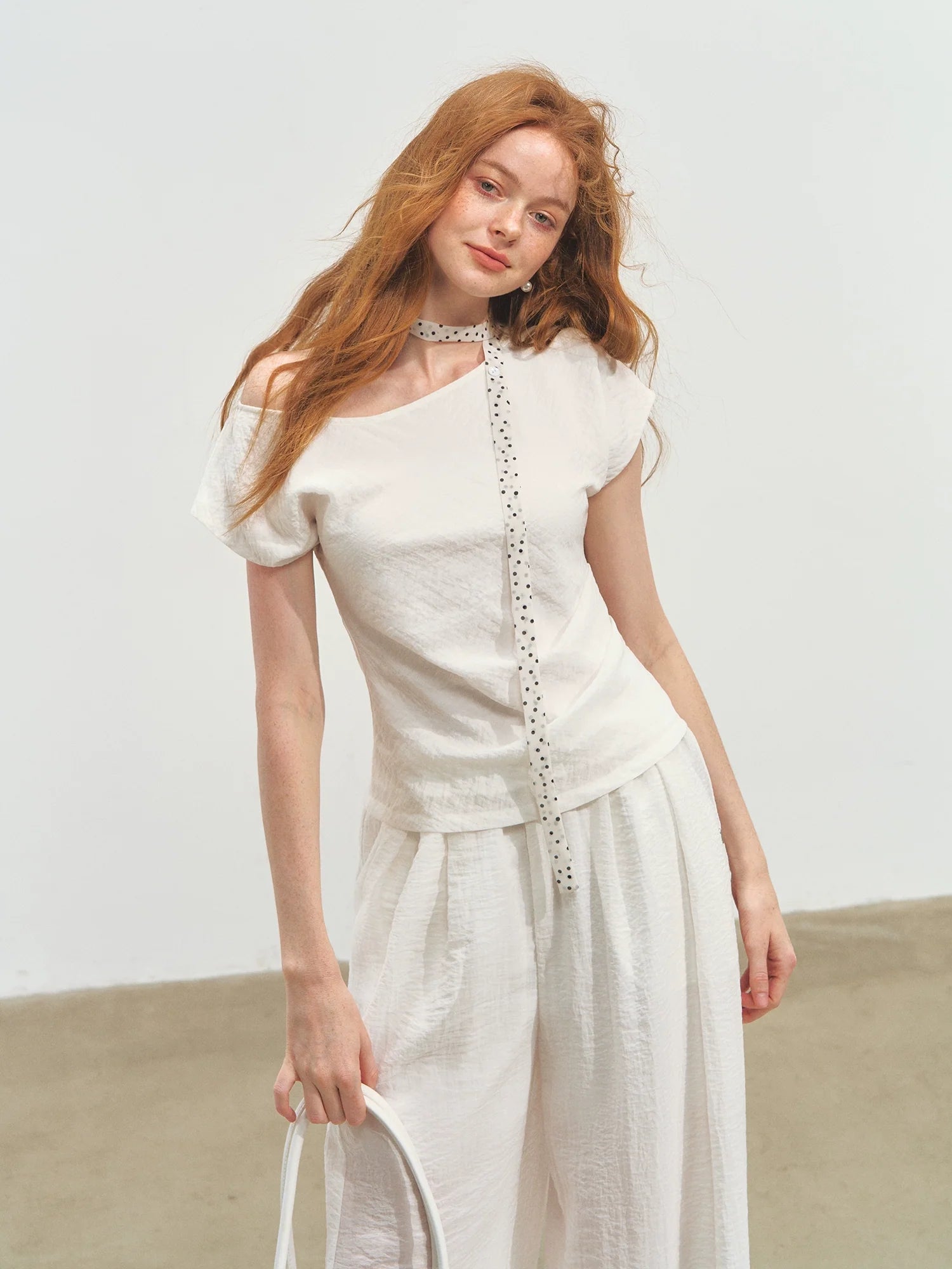 Draped Lazy Asymmetric Shoulder Convertible Top Set