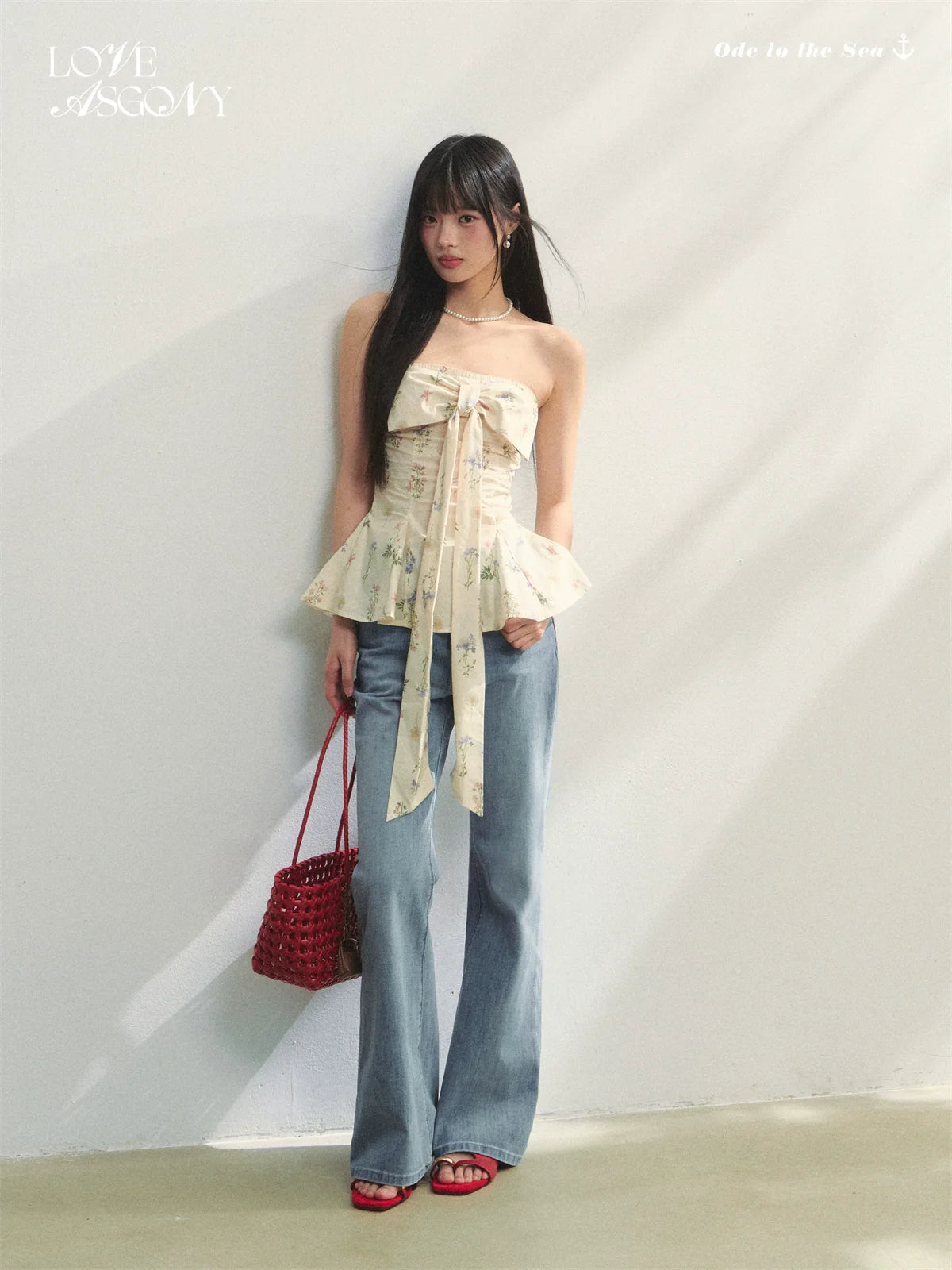 Washed Blue Slim-fit Micro-flare Jeans