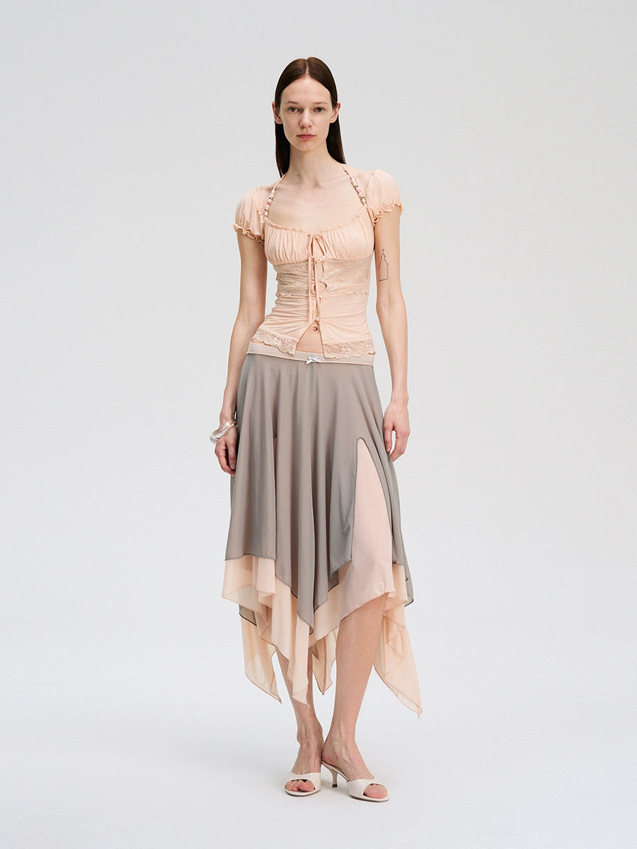 Light Lace Panel Beaded Cardigan