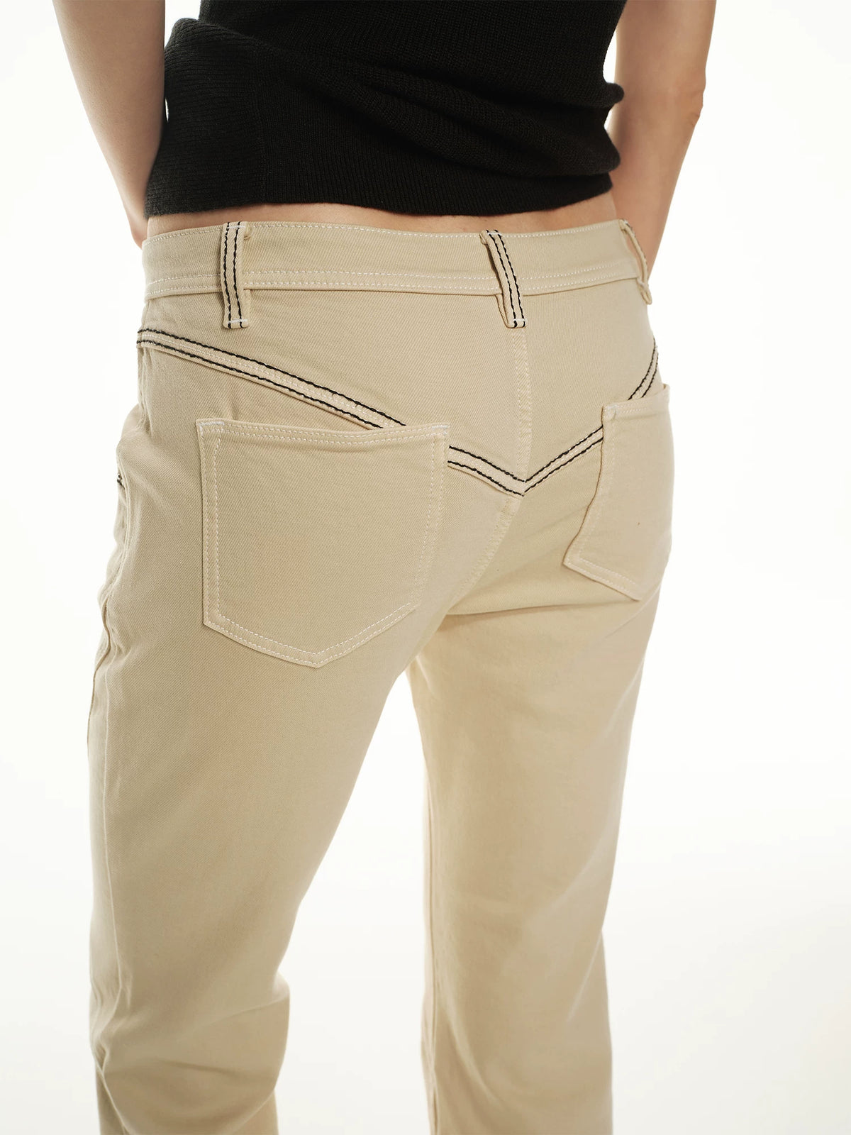 Contrast Stitch Straight Jeans