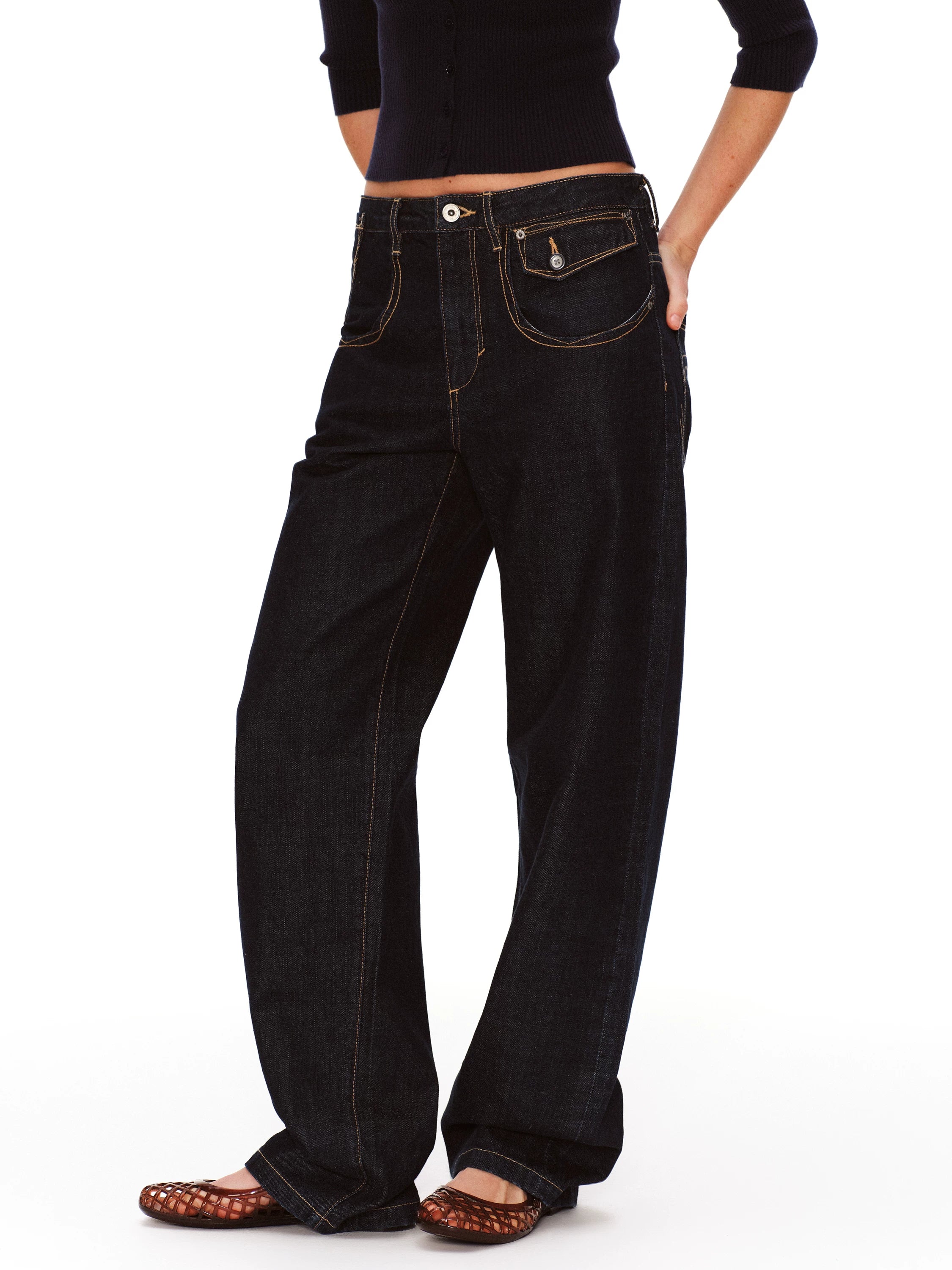Contrast Pocket Jeans
