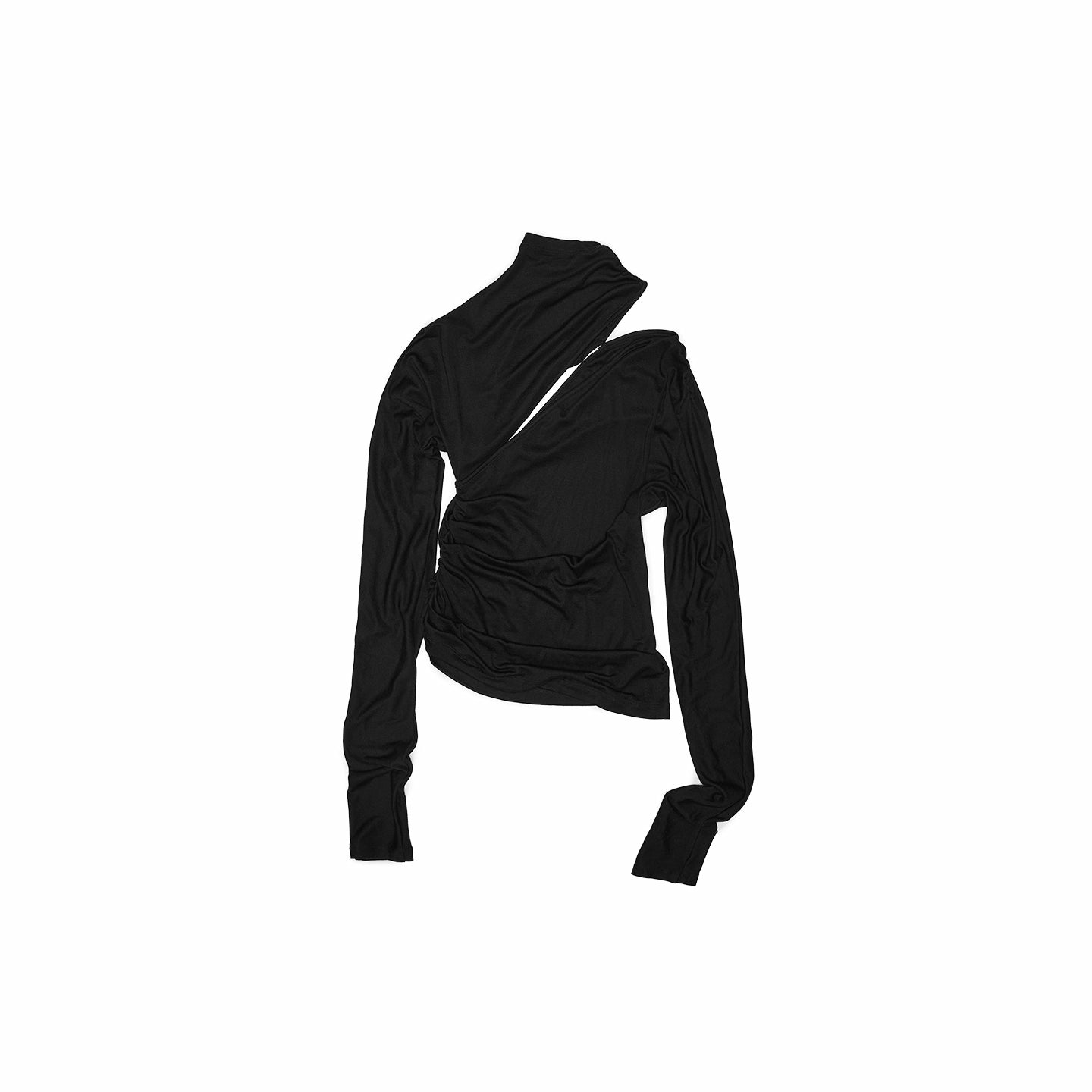 Draped Lyocell Wool Cutout Blouse