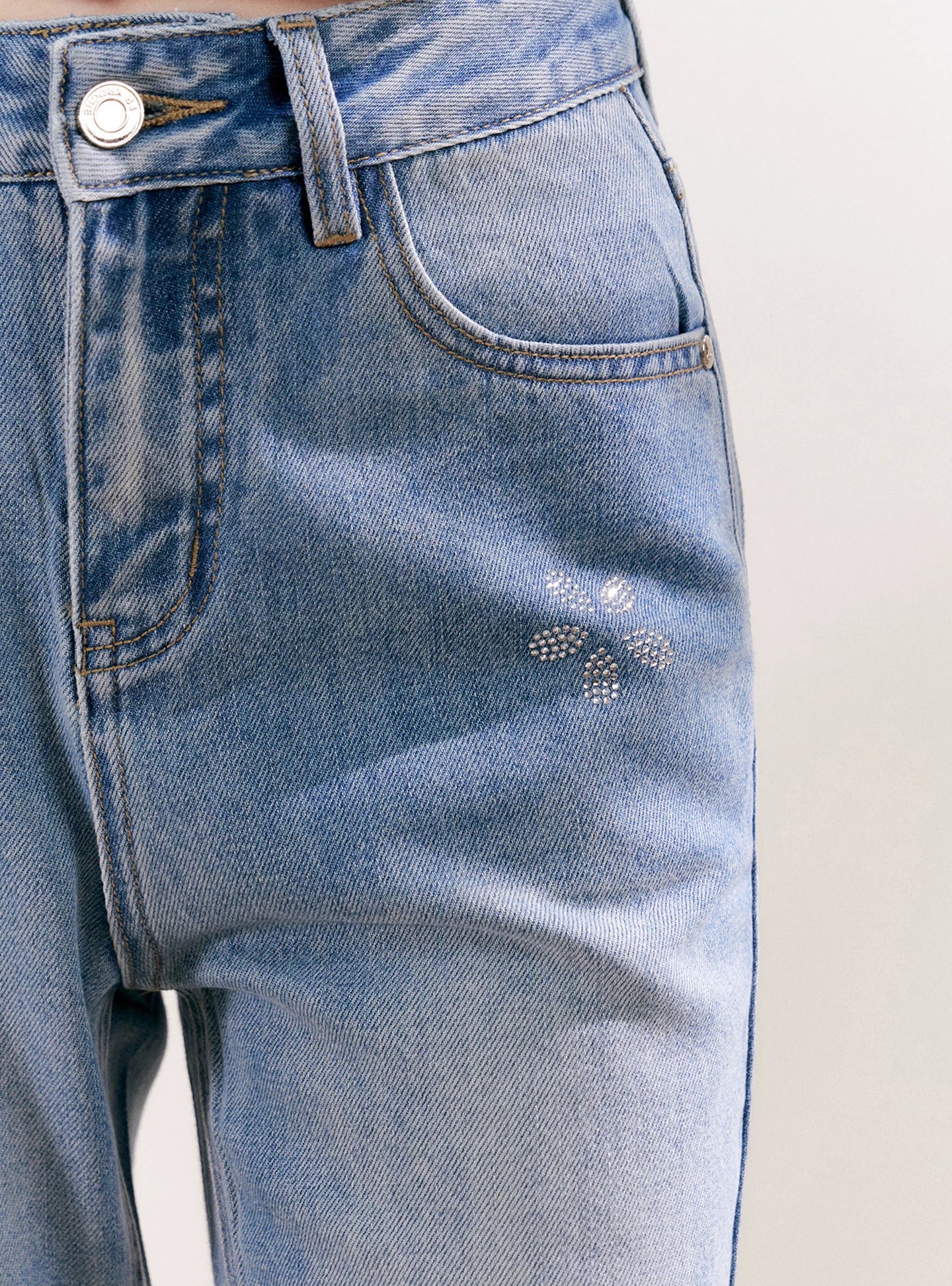 Floral Rhinestone Flared Jeans