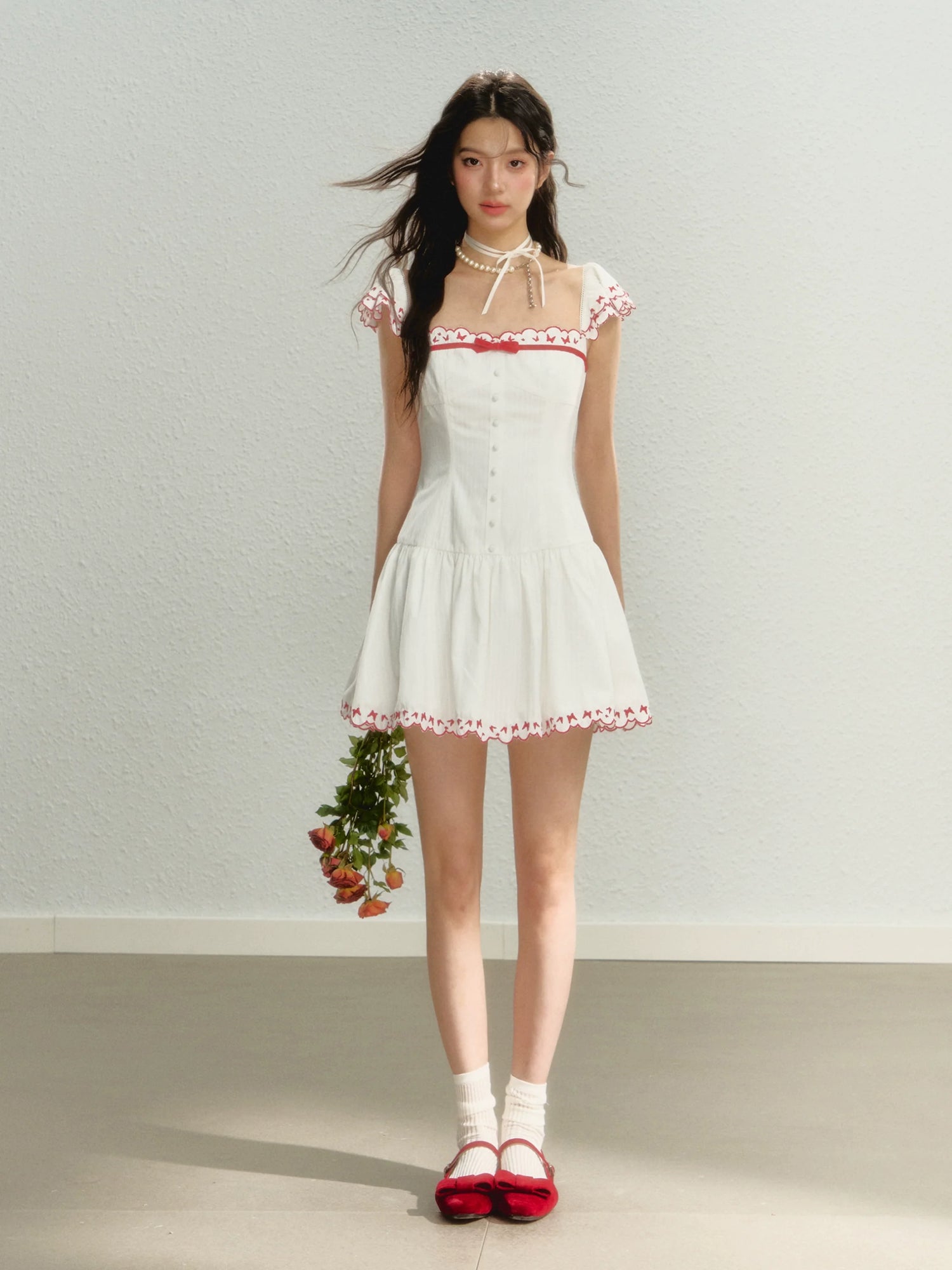 Butterfly Embroidered Spaghetti Strap Dress