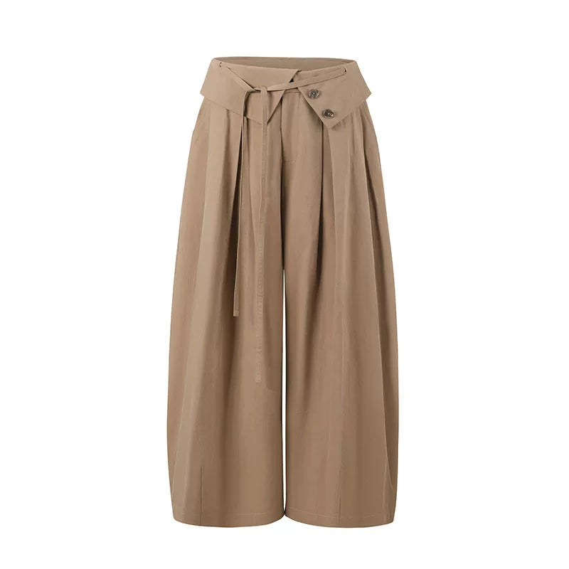 Lyocell Cotton Wide-Leg Casual Pants