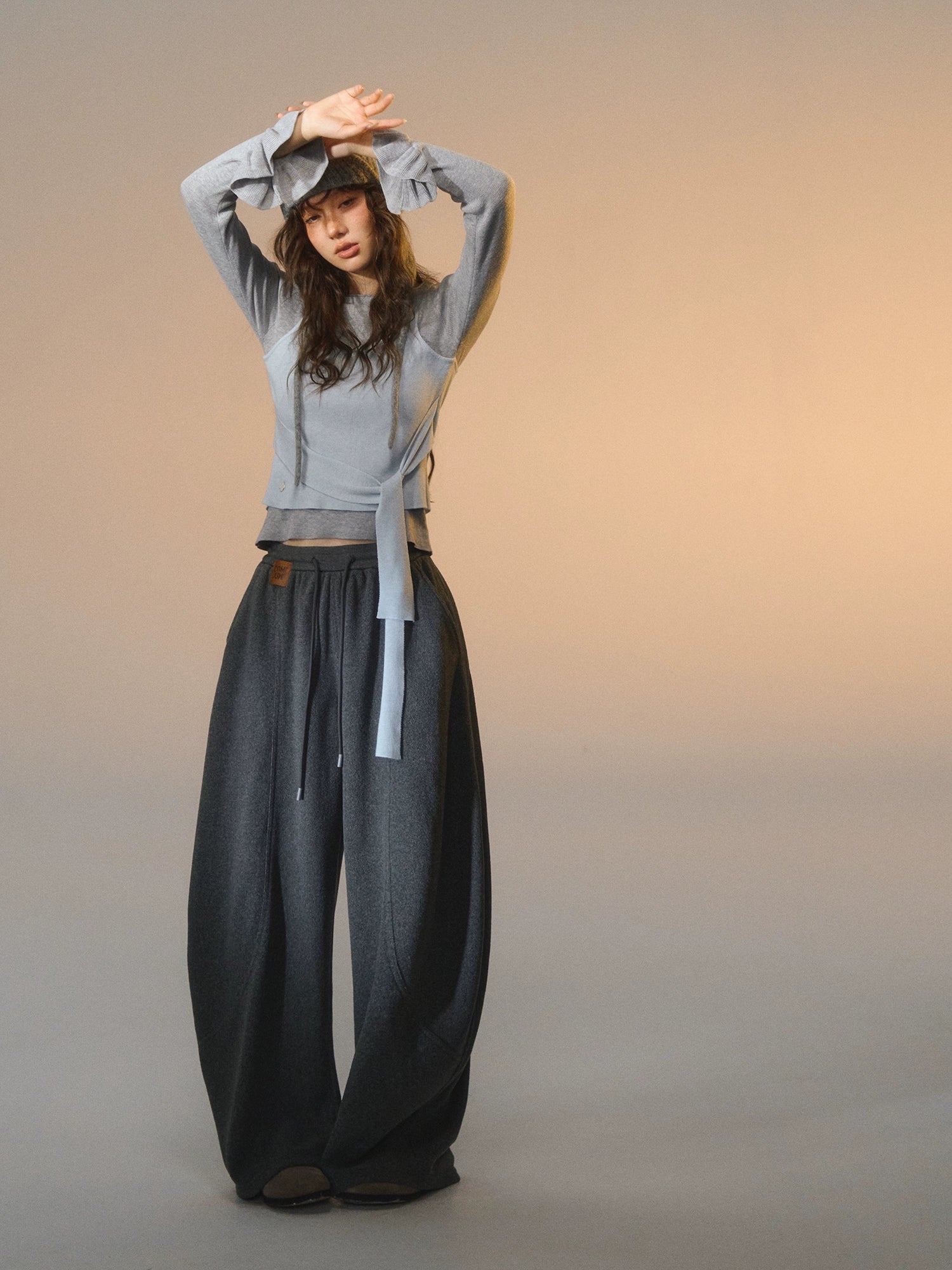 Fleece Curved-Leg Relaxed Pants