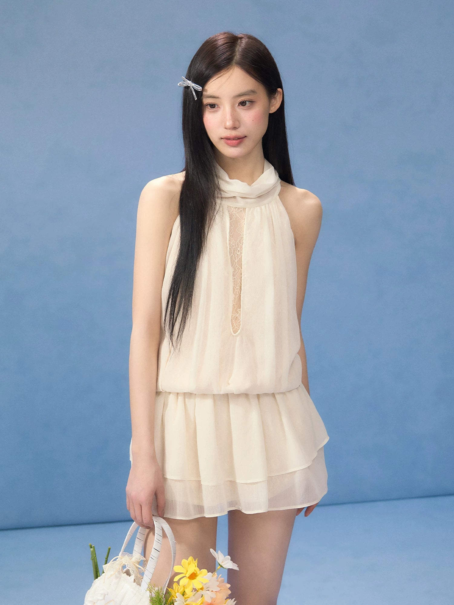 White Halter Lace Dress