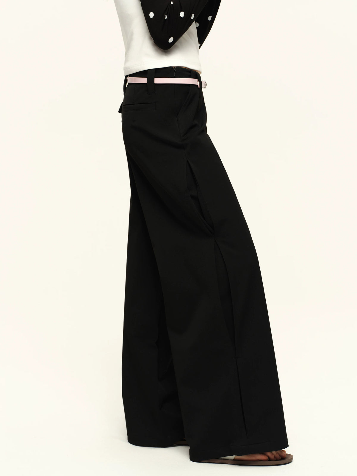 Black Mid-Rise Straight Trousers