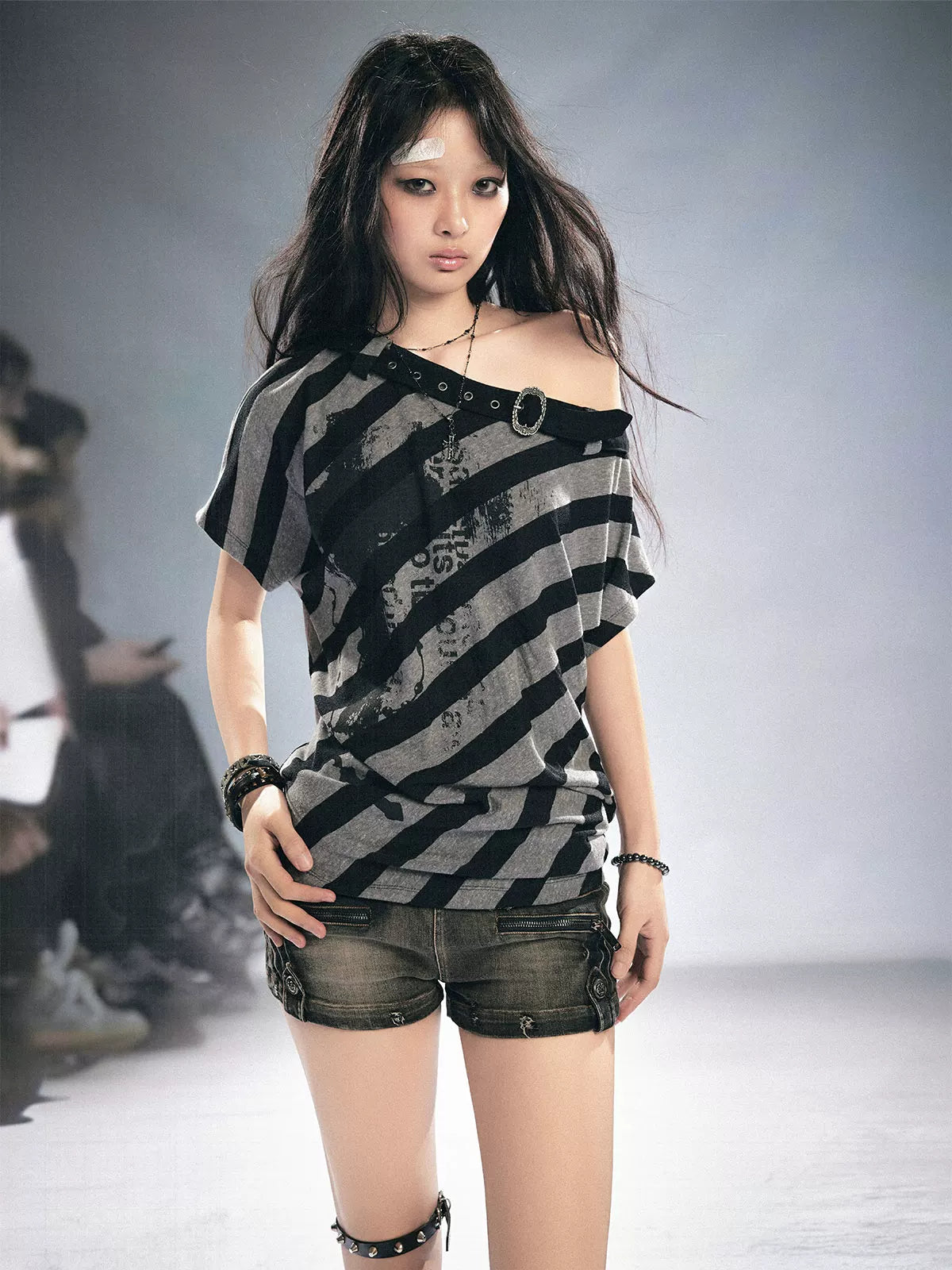 Off Shoulder Stripe Tee