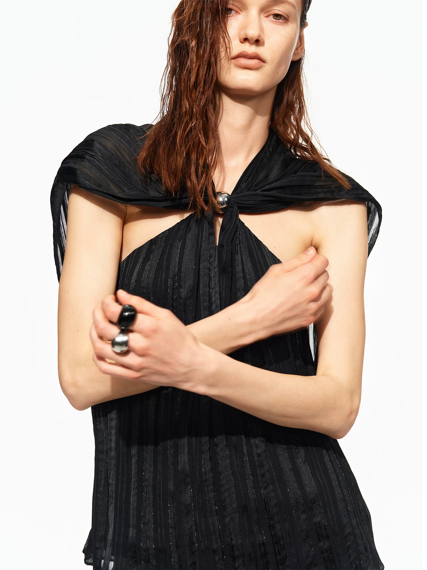Shimmer Halter Cape Top