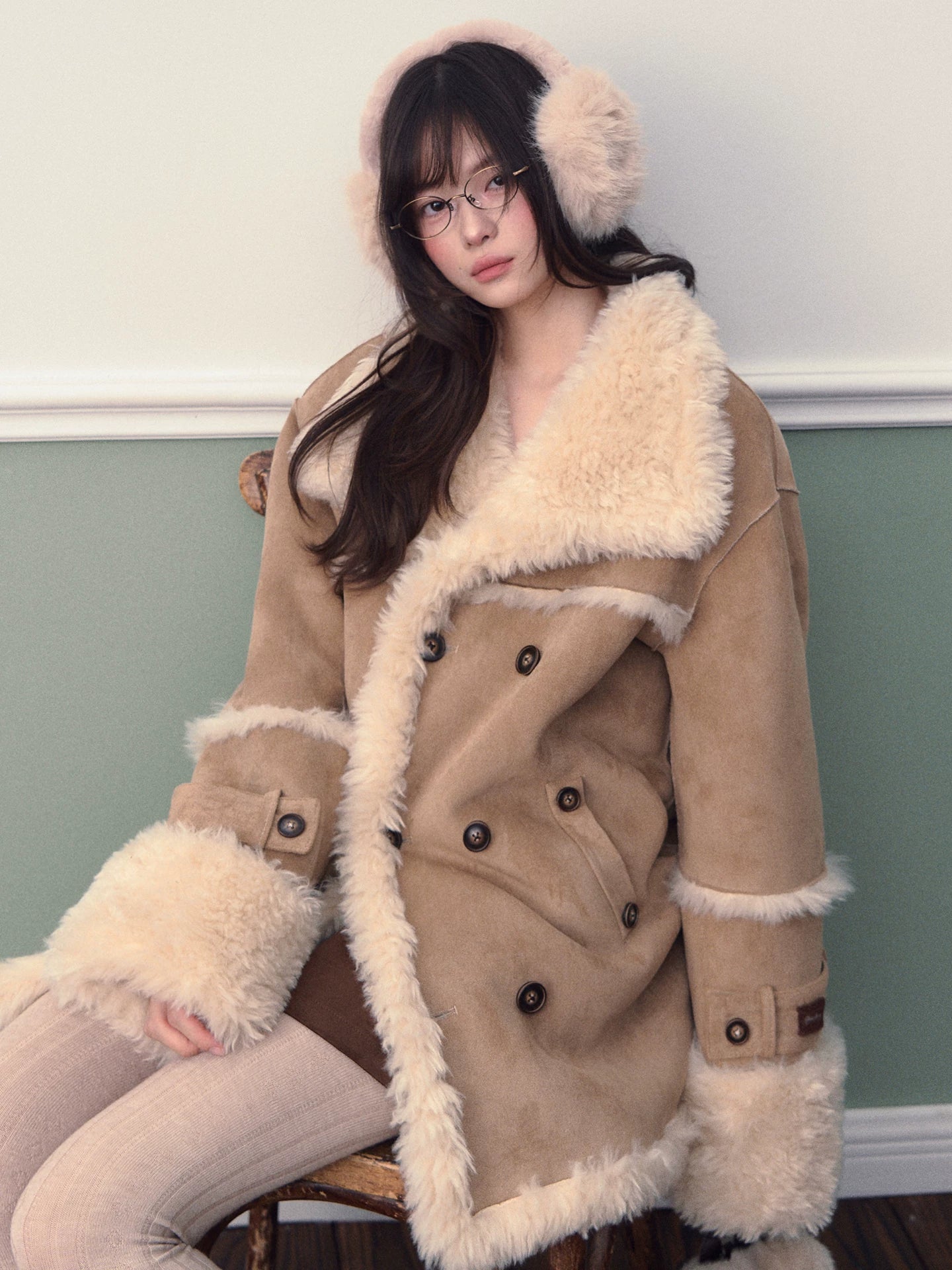 Vintage Suede Faux Fur Coat