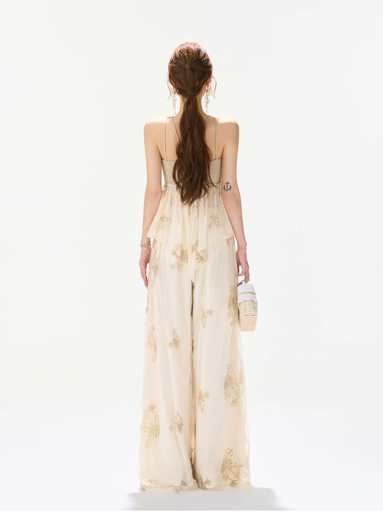 Embroidered Halter Top & Pants Set