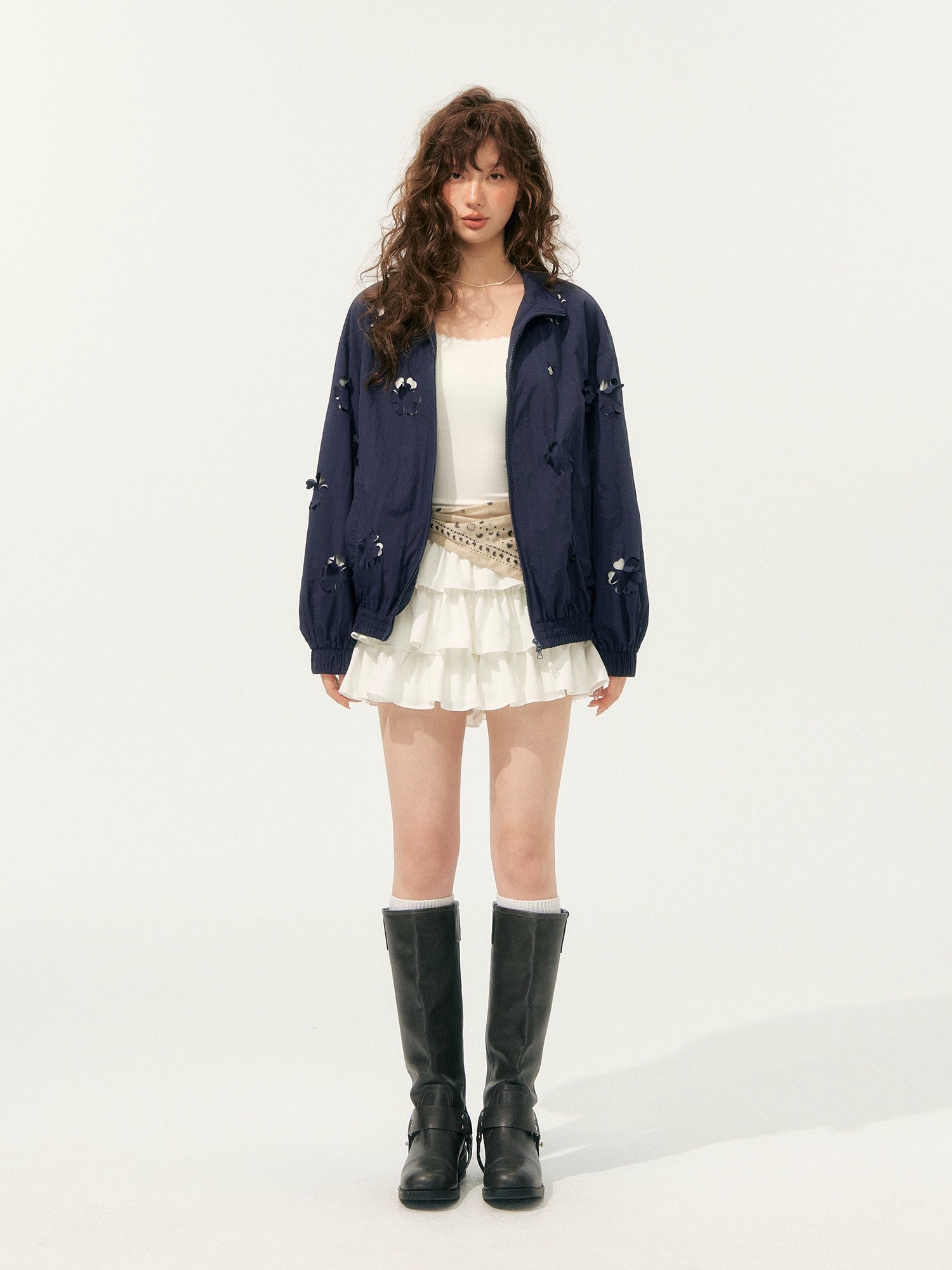 Hollow Cut Floral Jacket