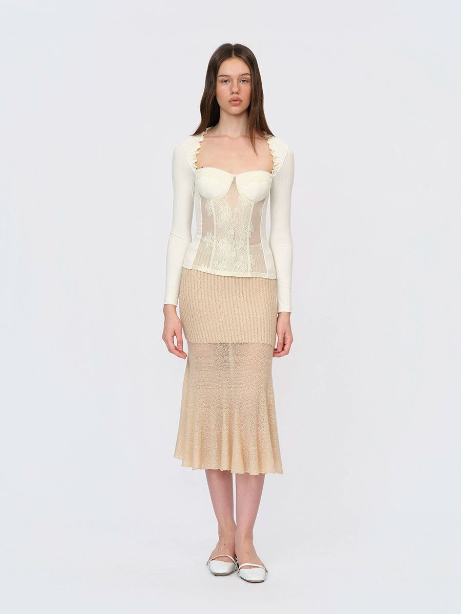 White Lace Panel Bustier Top